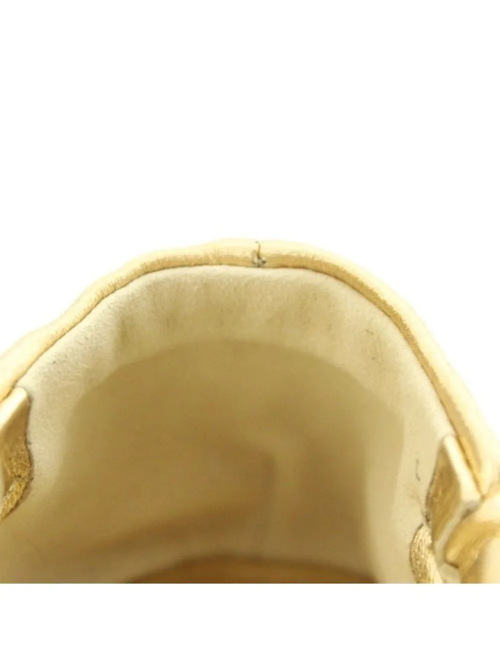 Prada Mordre Leather Flat Shoes Ballet Ribbon Round Toe Gold Color Black BB